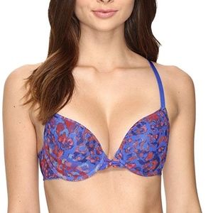 On Gossamer Printed Mesh Push-Up Blue Bra